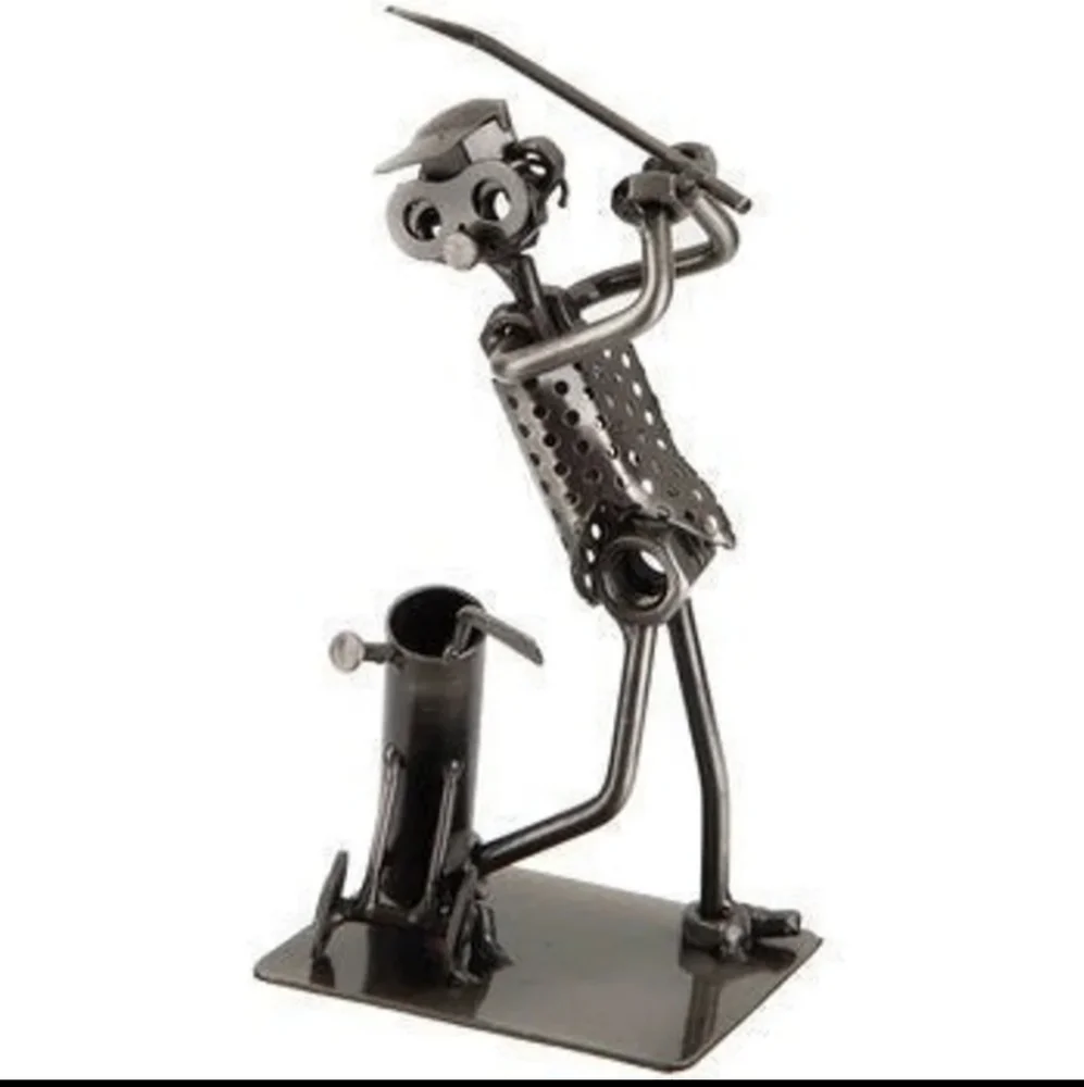 Nuts & Bolts Metal Golfer Figurine 7 1/4